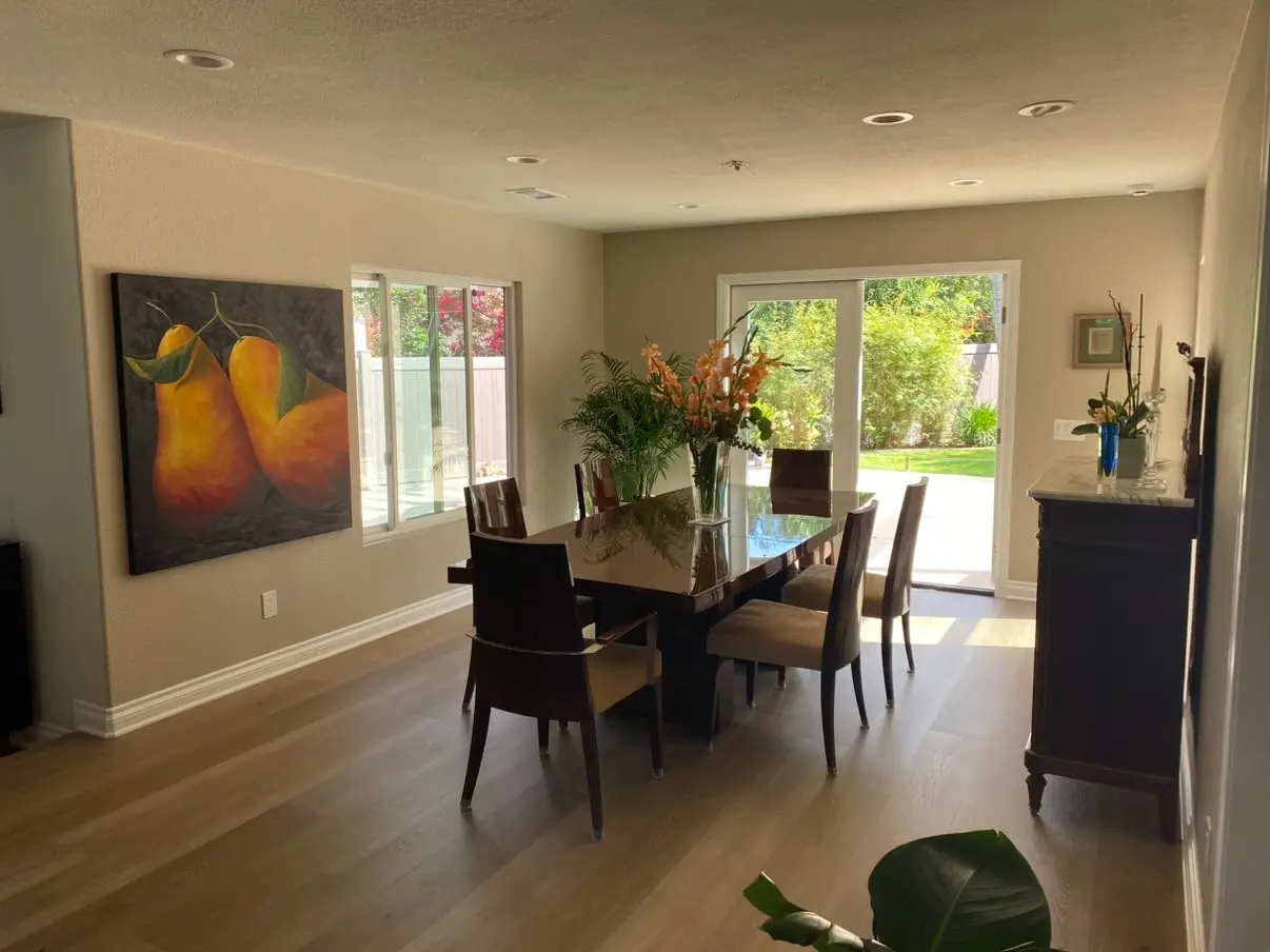 Finished dining room addition with french doors in Encinitas