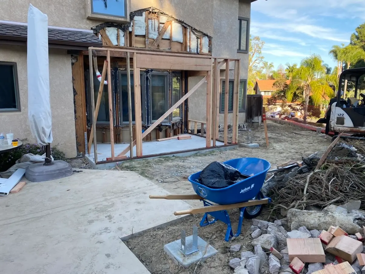 Framing and demolition underway on an Encinitas addition
