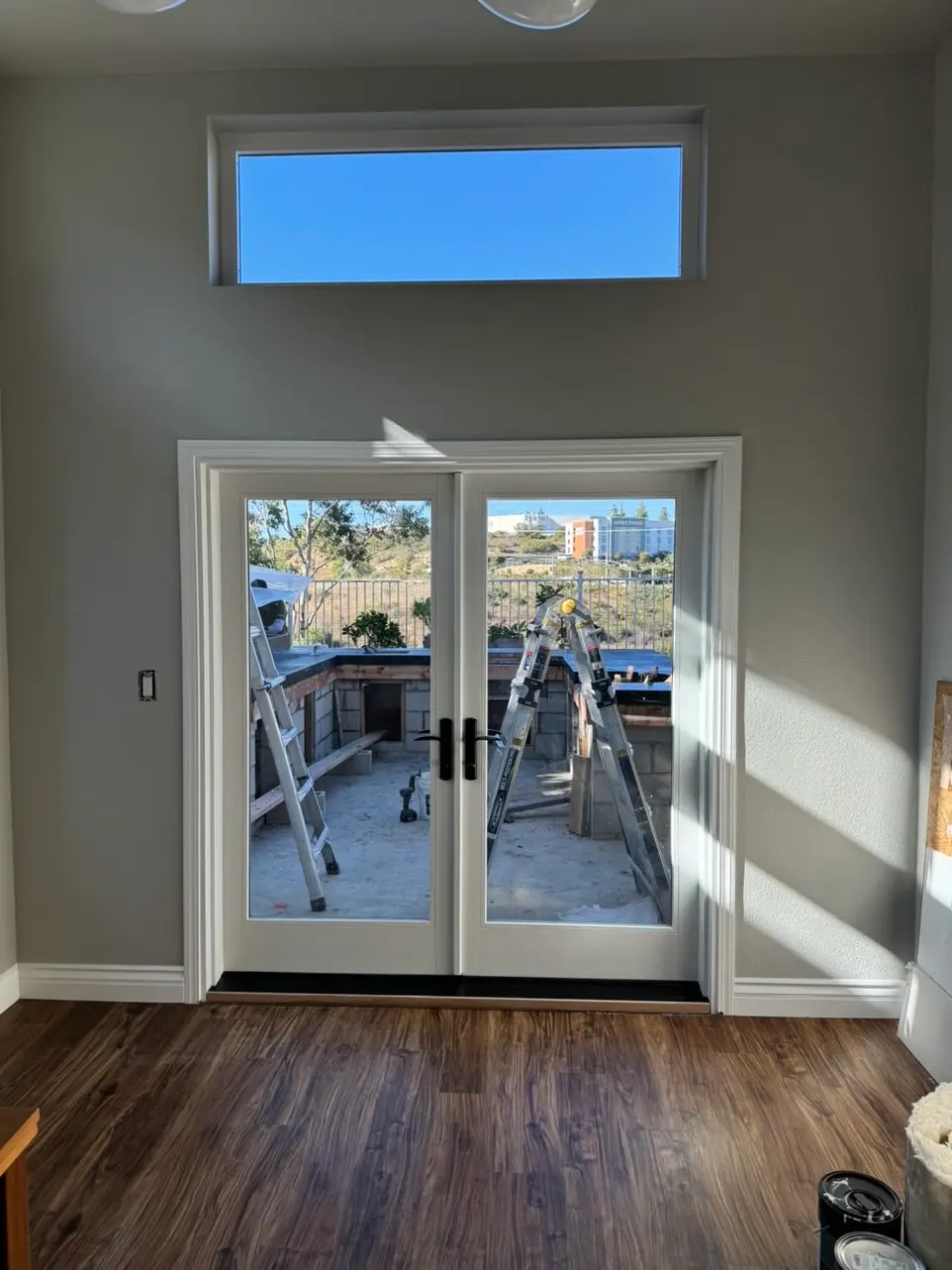 New french doors installed and trimmed in a San Marcos home